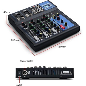 Mezclador de audio de 4 canales con Bluetooth, USB y reproductor digital MP3 para grabación y mezcla en vivo - Product Image 4