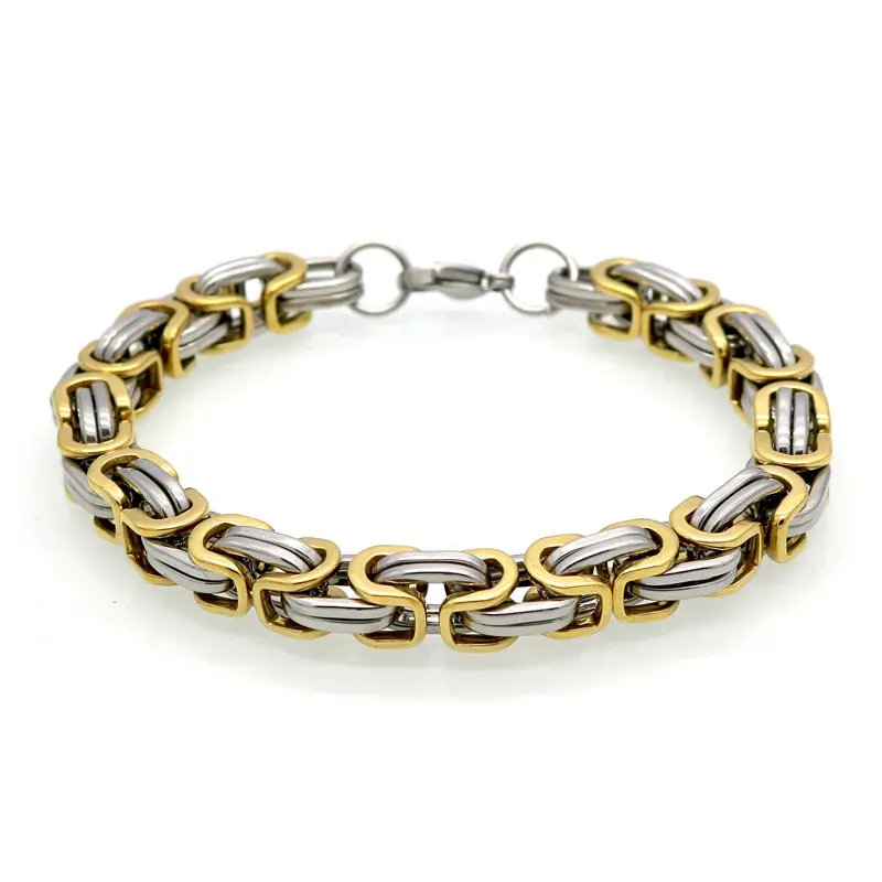 New Trend Thick Byzantine Chain Gold 316L Stainless Steel Bracelet Bangles For Men Jewelry