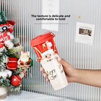 Gobelets jetables en plastique PP transparent écologiques pour thé au lait, 90 unités, thème Noël, étiquette moulée, 500ml 520ml 600ml, marque MZH, personnalisables
