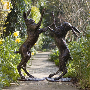 Venta caliente Decoración al aire libre Escultura de animales de metal Estatua de conejos bailando de bronce - Product Image 4
