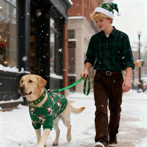 Conjunto de Collar y Correa de Invierno de Poliéster con Diseño Navideño para Mascotas, Personalizado para Perros Teddy, <span class=keywords><strong>Bichón</strong></span>, Pomerania y Gatos - Product Image 4