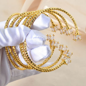 Pulsera de Cristal de Cobre con Circonita al por Mayor, Brazalete Chapado en Oro de 18k para Chica - Product Image 3
