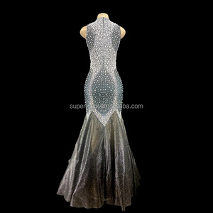 Robes <span class=keywords><strong>de</strong></span> mariée en diamants, robe en perles, <span class=keywords><strong>costume</strong></span> <span class=keywords><strong>de</strong></span> scène <span class=keywords><strong>de</strong></span> luxe pour chanteuse - Product Image 5
