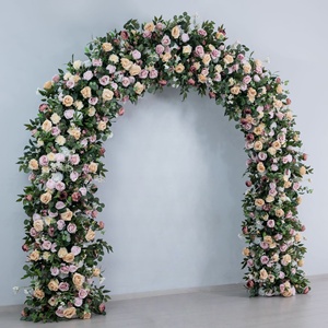 Arco Floreale Verde, Rosa e Giallo per Decorazione Palco Matrimoniale, Arco Floreale Artificiale per Feste, Eventi Domestici, Centrotavola e Sfondo - Product Image 2