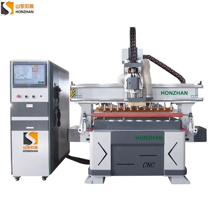 Honzhan HZ-ATC1325L linear ATC wood door furniture cnc router machine with vacuum table surface