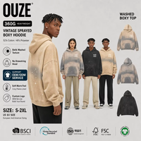 Sweat à capuche pour homme effet éclaboussures d'encre, 360 g/m², teinture dégradée, effet vieilli, style streetwear américain, avec logo personnalisé