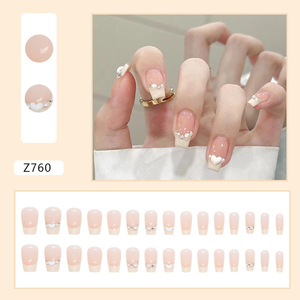 <span class=keywords><strong>Uñas</strong></span> Postizas <span class=keywords><strong>en</strong></span> Caja, Estilo Ballet Corto, <span class=keywords><strong>Blanco</strong></span> Perla Crema, Francesas, Lindas, Estilo Ins, <span class=keywords><strong>Uñas</strong></span> de Moda - Product Image 2