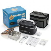 Boîte à lunch électrique chauffante automatique portable avec minuterie, 12000 mAh, bento en acier inoxydable de 1,2 L, chauffage sans eau pour le camping