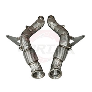 Vortex SS304 Heat Shield Turbo Headers for Ferrari F8 Tributo Spider 3.9L V8 Twin Turbo F154CG Performance Racing Downpipes - Product Image 1