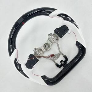 Volant en fibre de carbone véritable pour 86 BRZ FR-S 2012-2016, cuir blanc, pièces intérieures personnalisées pour voiture avec LED - Product Image 2