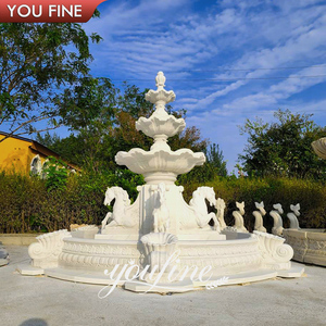 Fuente de Pegaso de Mármol Tallada a Mano YOUFINE, Fuente de Agua Clásica de Tres Niveles para Jardín con Esculturas de Caballos Alados - Product Image 2