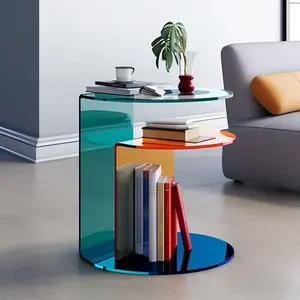 Mesa de vidro temperado acrílico redondo para café bjflamingo mesa acrílica transparente nórdica redonda