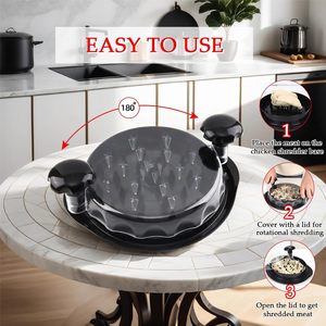 Triturador de Pollo Redondo Raybin, Herramienta para Desmenuzar Carne de Pollo con Base Antideslizante y Tapa Transparente - Product Image 2