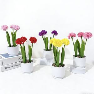 Bonsaï de chrysanthème artificiel Yuhua 10cm-30cm, plante en pot en plastique pour la décoration de bureau - Product Image 1