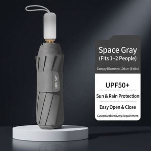 ร่มพับกันแดดสีไล่ระดับสีแบบพกพาสำหรับผู้หญิงเคลือบสีดำป้องกันรังสียูวีขนาดใหญ่พิเศษเสริมความแข็งแรงกึ่งอัตโนมัติ - Product Image 1