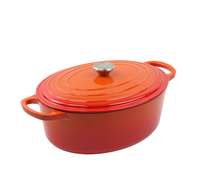 Cocotte ovale en fonte émaillée de 4,5 L pour camping, idéale pour ragoûts de fruits de mer, compatible four