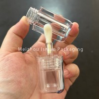 ISMAN Vente en gros de tubes à gloss à lèvres carrés transparents de 6 ml avec un grand applicateur, emballage de gloss à lèvres entièrement transparent, logo personnalisé