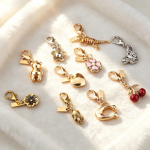 <b>Cute</b> Assorted Enamel Metal Charms Lobster Clasp Keychain <b>Bear</b> Flower Cherry Pendant Aesthetic Bag Decor Key Accessories For Girl - Product Image 1
