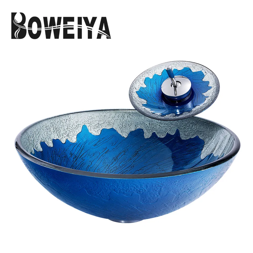 Wholesale high quality glass basin bathroom countertop art washbasin