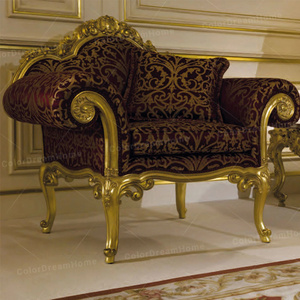 Juego de sofás de tela vintage real europeo, muebles de sala de estar de madera maciza con rojo y dorado a <span class=keywords><strong>la</strong></span> venta - Product Image 5