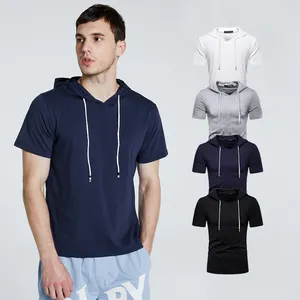 Áo Hoodie Ngắn Tay Hở Eo Cho Nam Và Nữ Áo Thun Có Mũ Cotton Logo Tùy Chỉnh Unisex Áo Hoodie Ngắn Tay Trơn