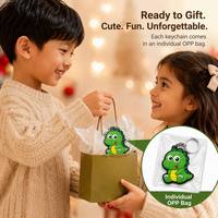 Individueller Niedlicher Cartoon-Dinosaurier 3D Weicher PVC-Schlüsselanhänger Matt-Finish Grüner Baby-Dino Gummi-Charm Geschenk