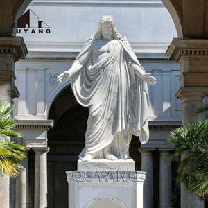 Estatua de Jesús de Mármol Blanco Tallada <span class=keywords><strong>a</strong></span> Mano, Tamaño Real, Escultura Religiosa de Cristo Sentado en Piedra para Decoración Exterior de Iglesias - Product Image 2