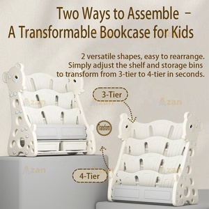 Meubles de chambre d'enfant, étagère à livres et jouets pour tout-petits, bibliothèque à 4 niveaux pour coin lecture des enfants avec bacs de <span class=keywords><strong>rangement</strong></span> - Product Image 2