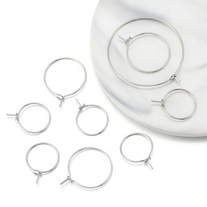 Pendientes de Aro de Acero Inoxidable Color Plata Varios Tamaños Accesorios de Joyería de Moda Unisex - Product Image 1