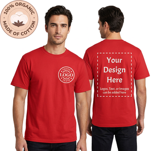 Camiseta Roja Personalizada con Cuello Redondo para Hombre, 100% Algodón Orgánico, Impresión a Doble Cara, Ecológica, Ropa Promocional, Uniformes para Adultos, Regalos - Product Image 1