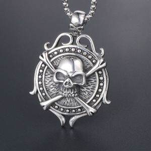 Collier pendentif crâne rétro série Punk en acier inoxydable, accessoire de mode pour homme SP416 - Product Image 2