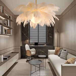 NEUE moderne, farbenfrohe Feder-Kronleuchter mit <span class=keywords><strong>LED</strong></span>-APCITL-Warmweiß-Beleuchtung, inklusive Glühbirnen, für Wohnzimmer, Schlafzimmer, Innen-Deckenleuchte - Product Image 4