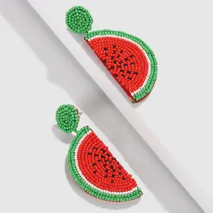 Bohemian New Creative Fruit Drop Earrings Resin Beads Watermelon Dangle Indian Jewelry Earrings Pendants Women New