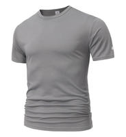 Vente en gros – T-shirt décontracté pour homme, uni, brodé, tricoté, à manches courtes, séchage rapide, respirant, léger, pour sports d'été en extérieur et fitness