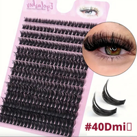 Grosir Bulu Mata Palsu 40D 50D Mix DIY Cluster Lashes OEM Logo Kustom Label Pribadi Bulu Mata Palsu Segmen Tebal