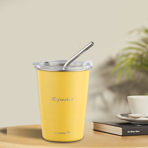 Vasos de acero inoxidable irrompibles para niños, vasos con tapas a prueba de derrames, pajitas, Bebidas frías y calientes, taza de café de viaje - Product Image 1