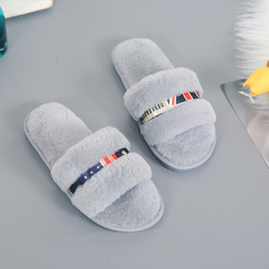 Wholesale Indoor Outdoor Open Toe Ladies Designer Slippers Plush Faux Fur Ladies Slippers Hard Wearing Soft Luxury Ladies <b>Slides</b> - Product Image 2