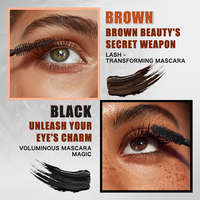 Mascara liquide double tête waterproof 2026, noir et brun, double couleur, fibres soyeuses, effet 4D, cils bouclés, maquillage des cils