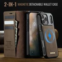Étui portefeuille magnétique en cuir pour iPhone 18 17 Pro Max 16 15 14 Plus 13 12 11 avec chargement sans fil et compartiments pour cartes