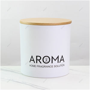 Cylindre 14oz <span class=keywords><strong>16</strong></span> oz grands pots de <span class=keywords><strong>bougie</strong></span> avec couvercles pour la fabrication de bougies Luxe brillant noir blanc givré 3 mèches - Product Image 2