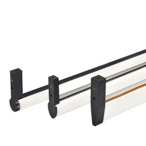 White Leather Textured Clothes Hanger Rod Aluminum Alloy Wall Mount <b>Wardrobe</b> <b>Hardware</b> Double Damper Track - Product Image 1
