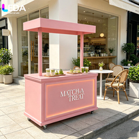 LEDA Chariot de bar élégant rose pour mariage avec porte-verres à vin, chariot à champagne roulant, chariot de présentation de bonbons pour fête d'anniversaire
