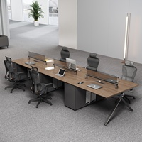 Ensemble de bureau et chaises minimalistes pour quatre personnes avec design en croix et fonction de rangement pour 2/4/6 personnes