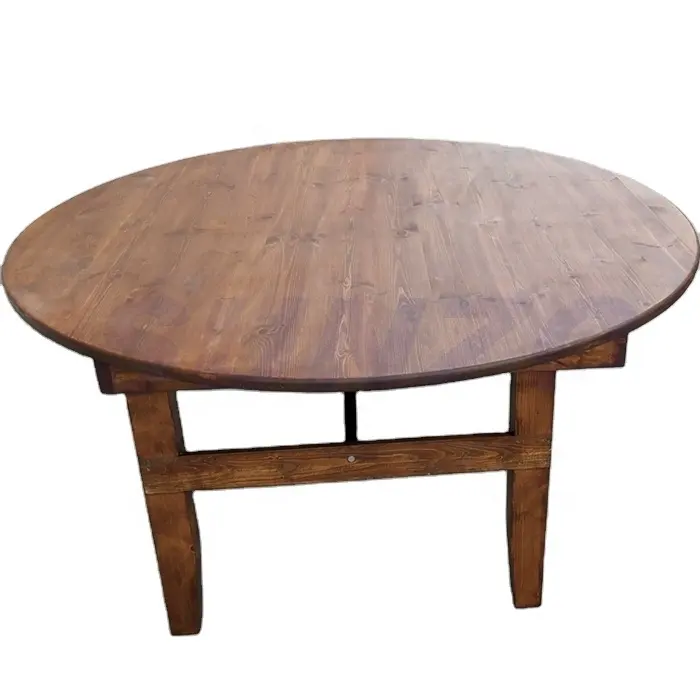 Sunzo-mesa redonda y plegable para boda, muebles de granja, mesa de comedor rústica de madera