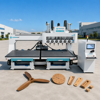 Centre d'usinage CNC 4 axes JR-2013-6T+2 pour composants de meubles en bois massif et usinage sur mesure de pales de ventilateur en bois