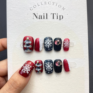 <span class=keywords><strong>Uñas</strong></span> Postizas Acrílicas de Navidad con Diseño de Santa Claus, de Alta Calidad, Hechas a Mano, de Cobertura Completa, de Lujo - Product Image 2