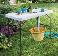 Table de nettoyage de poisson pliable classique en plastique HDPE pour barbecue en plein air, camping, pique-nique