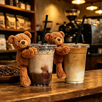 En gros Mini ours en peluche doux avec fermeture auto-agrippante pour ornement de tasse de café ou de bubble tea, porte-clés de sac