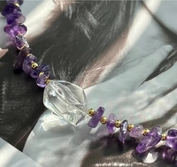 Collar Boho con Piedras Naturales, Amatista en Trozos y Colgante de Cristal de Cuarzo, Gema Morada con Cuentas, Regalo para Él o Ella