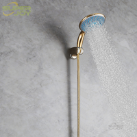 Kit de douche à main doré au design moderne, installation facile, avec tuyau de douche, support et robinet de douche en zinc